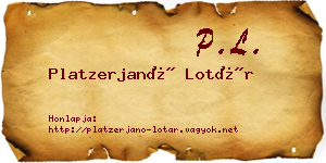 Platzerjanó Lotár névjegykártya